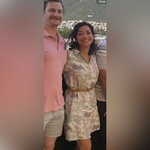 Tropical Print Shirt Dress - Multicolor